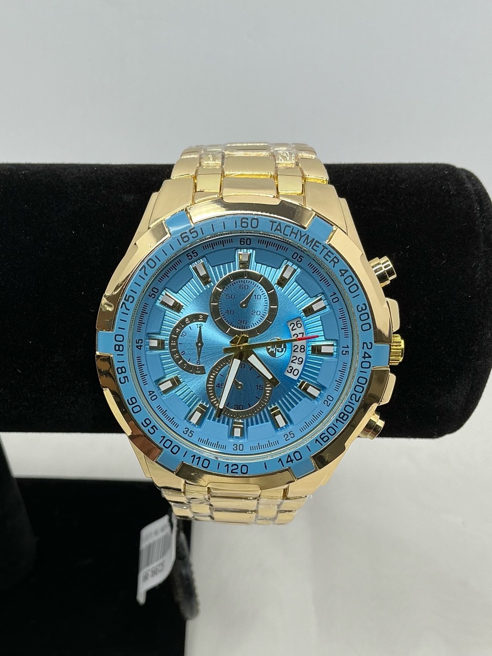 AJ’S Sports Master 48mm Gold-Tone Men's Chronograph Watch with Tiffany Blue Dial
